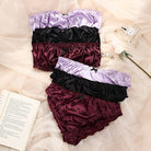 Wine Satin Romance Bra & Panty Set — product view 1