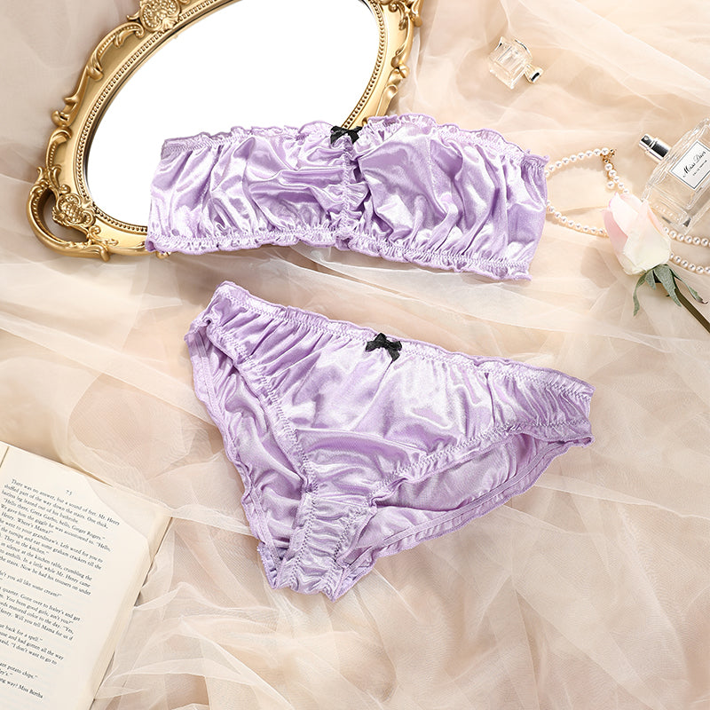 Wine Satin Romance Bra & Panty Set — product view 4