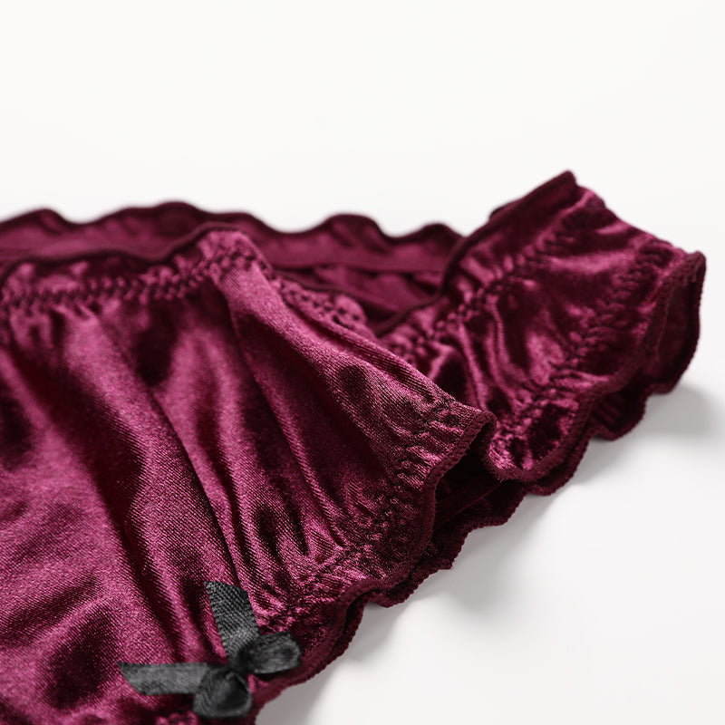 Wine Satin Romance Bra & Panty Set — product view 5