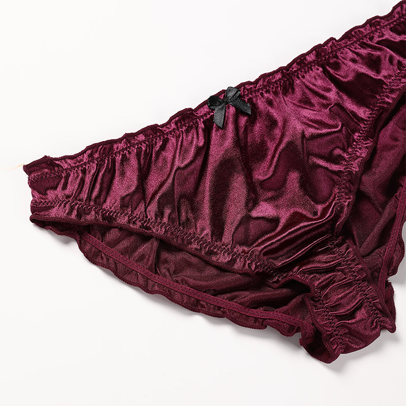 Wine Satin Romance Bra & Panty Set — product view 7