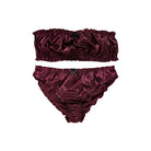 Wine Satin Romance Bra & Panty Set — Wine Red color