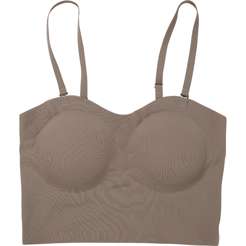 Mauve Everyday Ribbed Wireless Comfort Bra — Mauve color