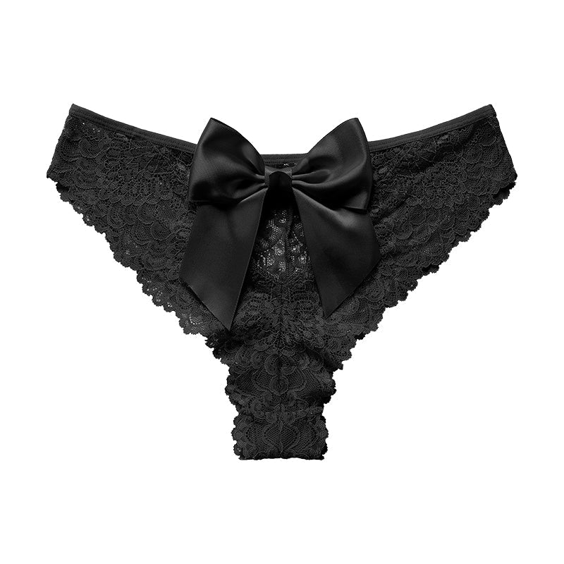 Scarlet Bow Seduction Lace Panties – Black color